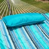 Lazy Daze Double Hammock with 12FT Steel Stand, Striped Design, Detachable Pillow, Cup Holder & Mag Bag, Blue Ocean - 2 of 3