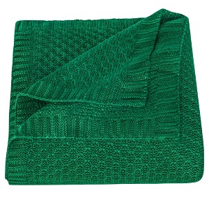 Bamboo-Derived Rayon Toddler Blanket, Cooling Breathable Cable Knit Blanket for Crib & Stroller, 30x40 Inch - NTBAY - 1 of 4