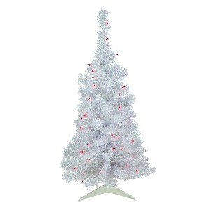 Northlight Pre-Lit Medium Rockport White Pine Artificial Christmas Tree - 3' - Pink Lights - 1 of 4