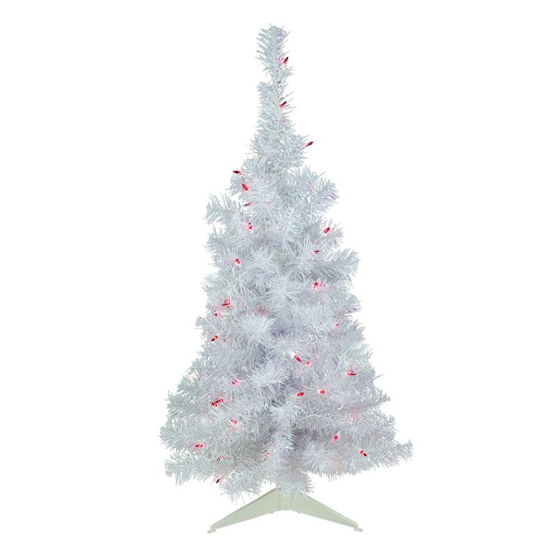 Northlight 3' Pre-lit Rockport White Pine Artificial Christmas Tree, Pink Lights, 1 of 7