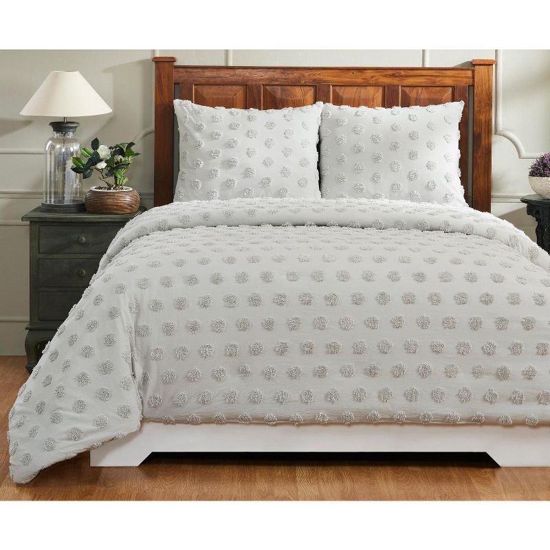 King Athenia Comforter 100% Cotton Tufted Chenille Comforter Set Gray - Better Trends, 4 of 7