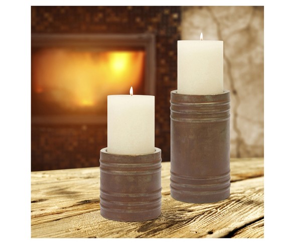 Round Metal Pillar Holder Copper Large - CKK Home D&#233;cor&#174;