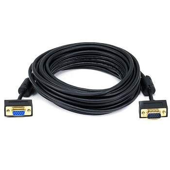 Monoprice Ultra Slim SVGA Super VGA M/F Monitor Cable - 25 Feet With Ferrites | 30/32AWG, Gold Plated Connector