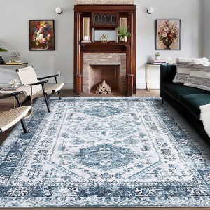 Coucheta Vintage Large Area Rug, Stain Resistant Ultra Thin Low Pile Carpet, Classic Throw for Living Room&Bedroom Home Decor, Multiple Sizes&Colors - 1 of 4