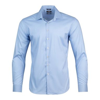 Chaps Mens Slim Fit Dress Shirt Wrinkle Resistant Stretch White Long Sleeve Shirts for Men Formal WHT GRND Light Blue Micro Check Large Tall