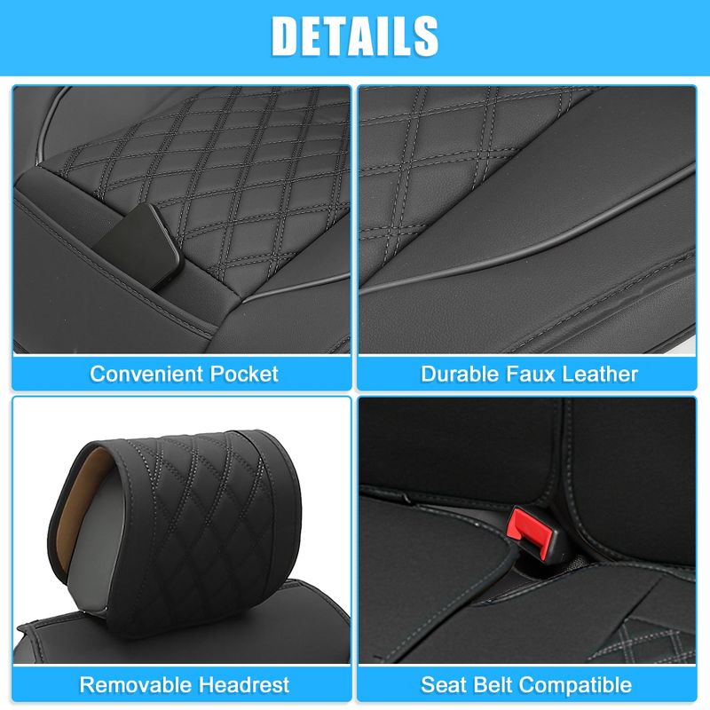 Unique Bargains Car Front Rear Seat Covers for Dodge for Ram 1500 2009-2023 5 Pcs, 5 of 7