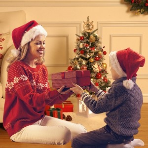 Artificial Christmas Tree With Warm White LED Lights- 3Ft Fiber Optic-Like Flocked Tree  for Home, Shops, Party and Holiday Christmas Decoration - 1 of 4