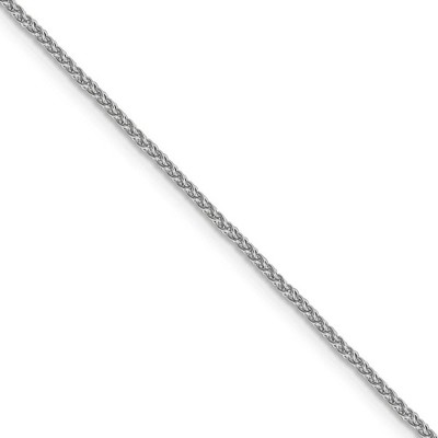 Black Bow Jewelry 1.5mm 10k White Gold Solid Diamond Cut Wheat Chain Necklace