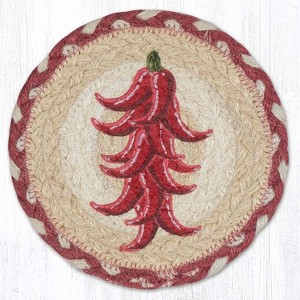 Earth Rugs Oversized Chili Pepper Ristra Round Coaster – 7" Farmhouse Lodge Decor - 1 of 3