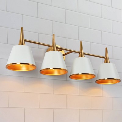 Idaikos 29" Polished Gold and White 4-Light Vanity Light Bar