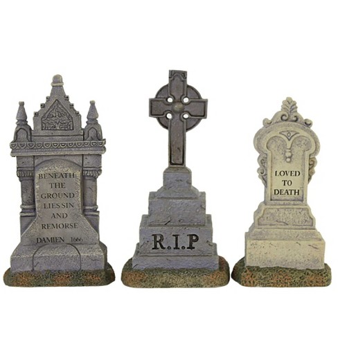 Department 56 Villages Imposing Monuments - One Village Accessories Set/3 4  Inches - Halloween Snow Village - 6010450 - Resin - Gray