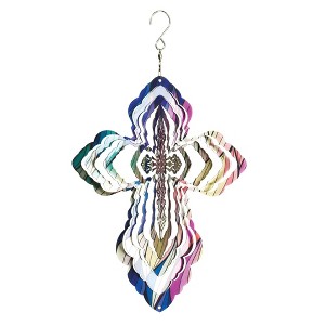 Dicksons Multidimensional Cross Colorful 12 inch Stainless Steel Wind Spinner Outdoor Accessory - 1 of 2
