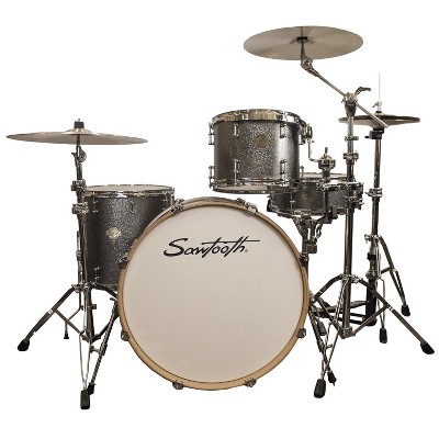 Sawtooth Command Series 4-Piece Drum Shell Pack with 24" Bass Drum, Silver Sparkle