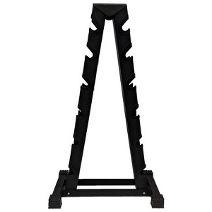 York Barbell 2-Sided A Frame Dumbbell Rack Holds 6 Pairs of Dumbbells Rubber Hex Cast Iron Chrome Space Saving Black - 1 of 2