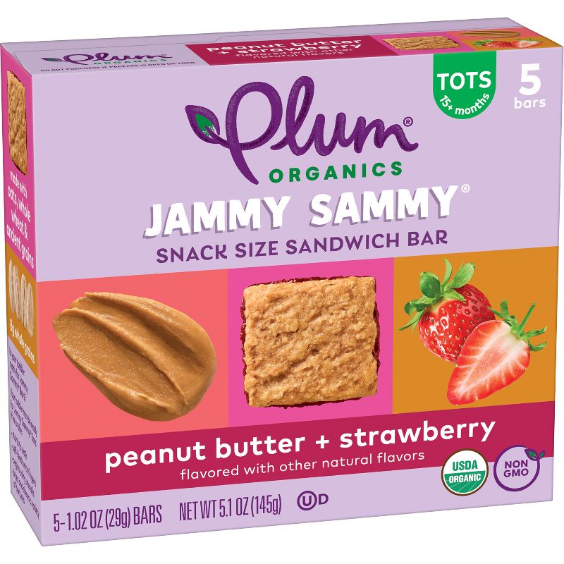 Plum Organics Jammy Sammy Snack Bars - Peanut Butter and Strawberry - 1.02oz/5ct, 3 of 12