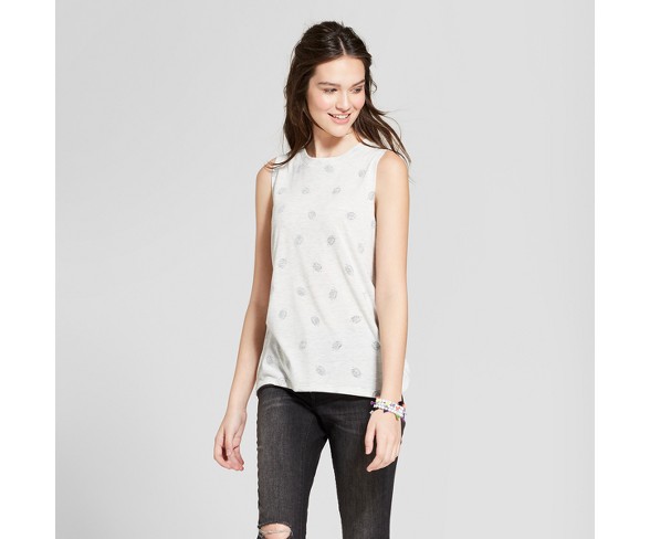 Women's Football Print Graphic Muscle Tank Top - Modern Lux (Juniors') Gray L