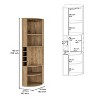 Vynxaria Corner Bar Cabinet 71"H with Five Shelves, Eight Bottle Cubbies and Stemware,Macadamia - 2 of 4