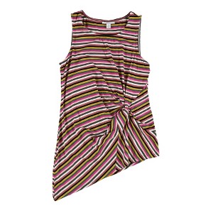 bar III Womens Mixed Print Knot Sleeveless Blouse Top - 1 of 2