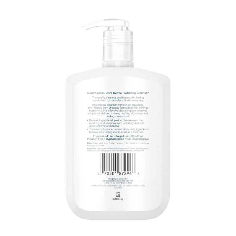 Neutrogena Ultra Gentle Hydrating Facial Cleanser for Sensitive Skin - Fragrance Free - 12 fl oz, 3 of 10