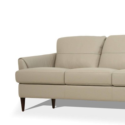 Pearl Gray Leather Chesterfield Sofa with Pillow-top Arms