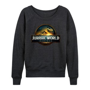 Women's - Jurassic World: Rebirth - Logo Lightweight French Terry Wide Neck Long Sleeve Shirt - 1 of 4