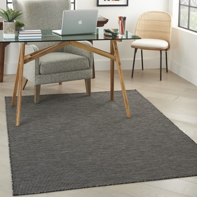 Charcoal 5' x 7' Flat Woven Synthetic Indoor/Outdoor Rug