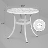 VINGLI 23.6" Cast Aluminum Side Table with Umbrella Hole - All Weather Round Patio Coffee Bistro End Table - 3 of 4