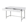 Waves Coastal 2 Drawer Writing Desk Glossy White - Treasure Trove: Polished Chrome Legs, MDF, 48" Width - 3 of 4