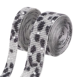 Unique Bargains Rhinestone Cow Print Flexible Durable Ribbon 0.5/1.1 Inch x 2 Yards 2 Rolls - 1 of 4