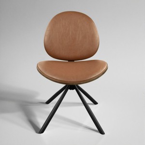 Art Leon Faux Leather and Bentwood Dining Chair, Mid-century Modern, Metal Legs, Black Finished - 1 of 4