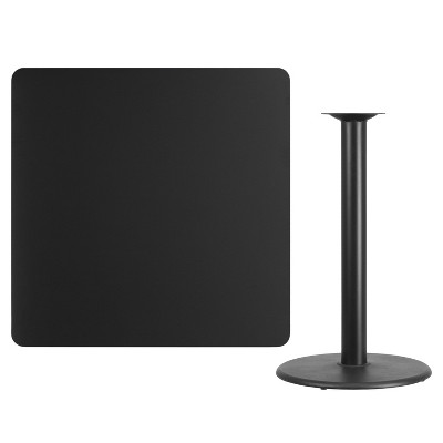 Black Laminate Square Bar Height Table with Iron Base