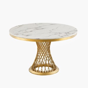 Dolonm 47-inch Round Marble Dining Table with Stainless Steel Base for Kitchen, Dining Room - 1 of 4