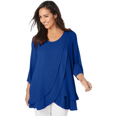 Jessica London Women's Plus Size Double Layer Tunic