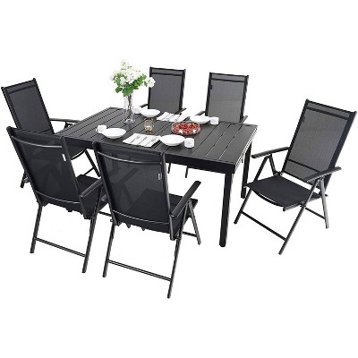 7pc Patio Dining Set with Rectangular Expandable Table & Reclining Chairs - Captiva Designs