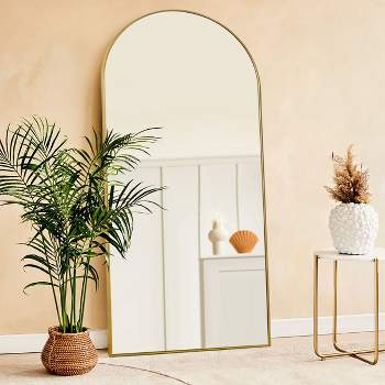 Muse Large Arch Mirror Full Length,71X32 Arched Mirror Oversize Rectangle With Arch-Crowned Top with Aluminum Frame Leaning Floor Mirrors-The Pop Home