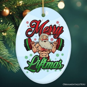 Buff Santa Merry Liftmas Ornament, Strong Holiday Spirit Gift for Fitness Lovers| OrnamentallyYou - 1 of 4