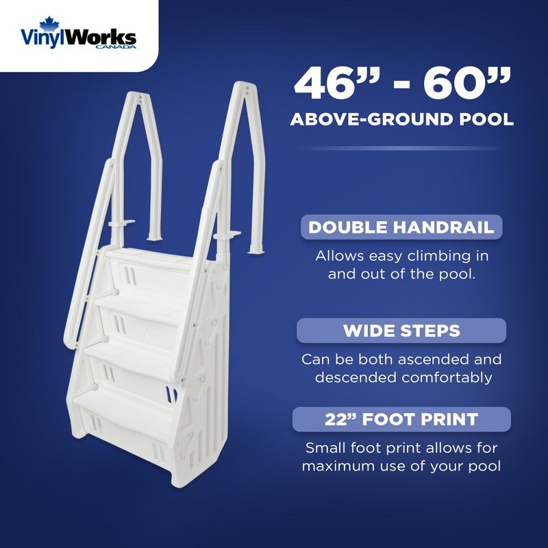 Vinyl Works Adjustable 32 Inch In-Pool Step Ladder for Above Ground Pools, White, 2 of 7