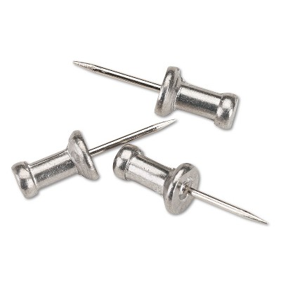 Gem Aluminum Head Push Pins Aluminum Silver 1/2" 100/Box CPAL4