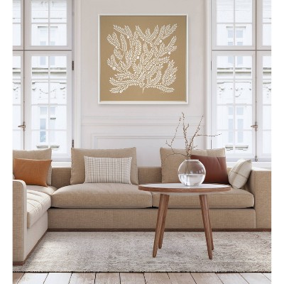 Tan and White Tree of Life Canvas Print with Frame