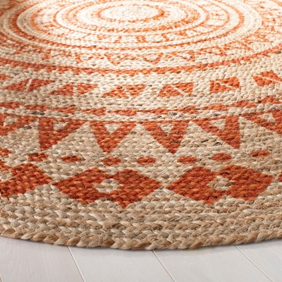 Handmade Black Round Jute Non-Slip Area Rug, 3' Diameter