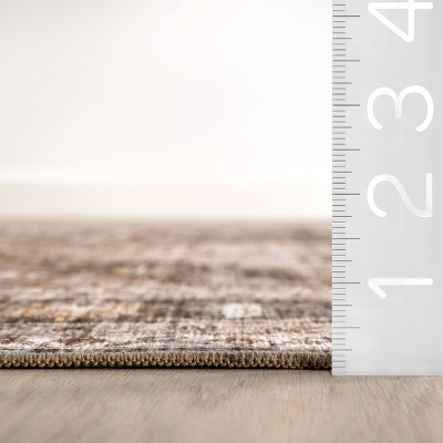 Davi Dark Brown 9' x 12' Machine Washable Area Rug