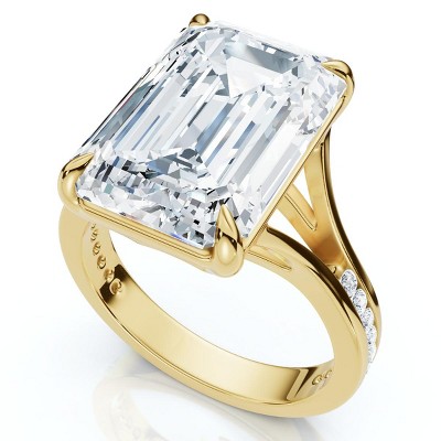 Pompeii3 Certified 9.20Ct Emerald Cut Sam Diamond Engagement Ring 14k Gold/Pt Lab Created