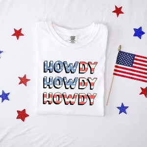 Simply Sage Market Women's Howdy Flag Stacked Short Sleeve Garment Dyed Tee - 1 of 4