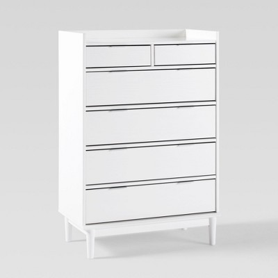 Saracina Home Mid Century Modern Solid Wood 6 Drawer Vertical Dresser