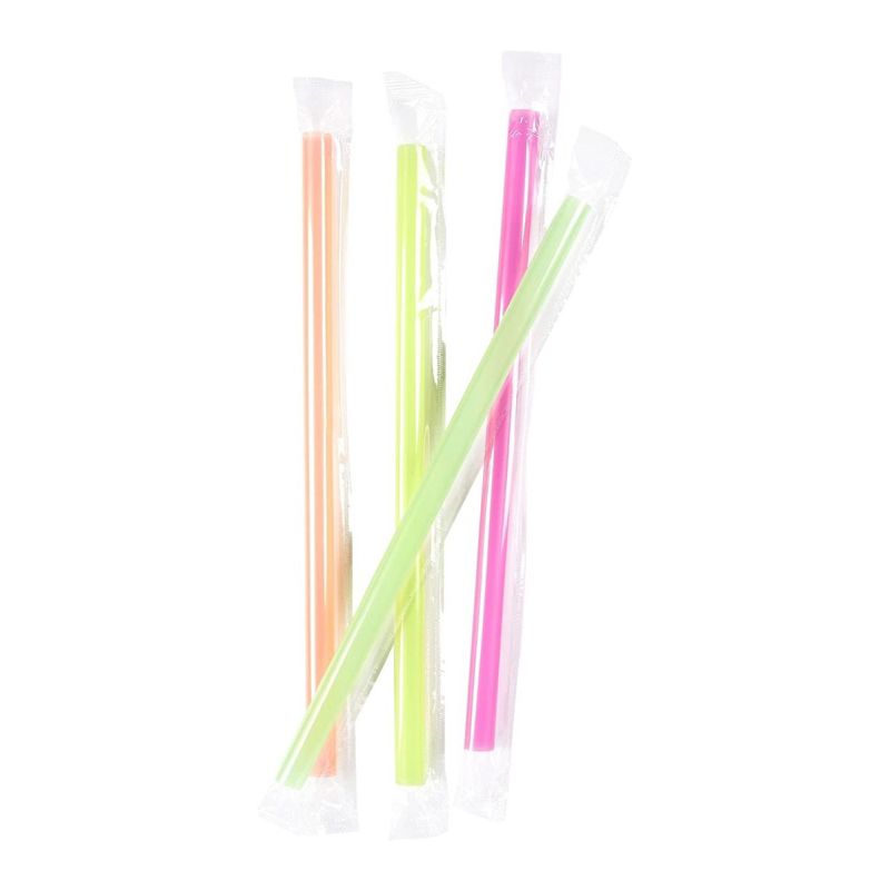 Juvale 100 Pack Jumbo Straws Individually Wrapped for Milkshakes, Smoothies, 4 Colors, 10 x 0.5 in, 5 of 9