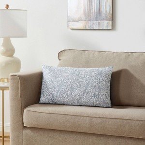 12"x20" Oversize Boucle Metallic Lumbar Throw Pillow White/Gray - VCNY Home: Textured, Removable Cover - 1 of 4