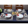 Lorren Home Trends Porcelain 20 Piece Square Dinnerware Set Service for 4-Red Flower - 2 of 4