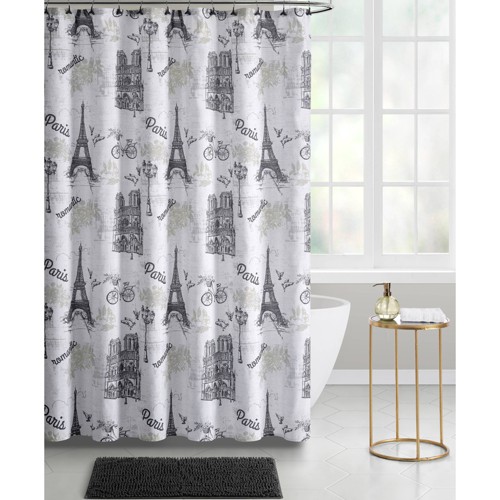 72"x72" Home Taupe Paris Shower Curtain Set - VCNY