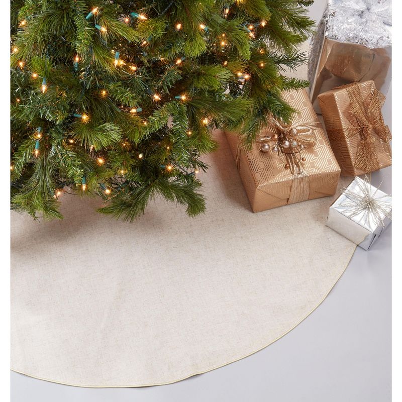 Saro Lifestyle Linen Blend Holiday Christmas Tree Skirt, 1 of 4