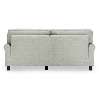 78" Pebble Gray Microfiber Rolled Arm Sofa with Removable Cushions
